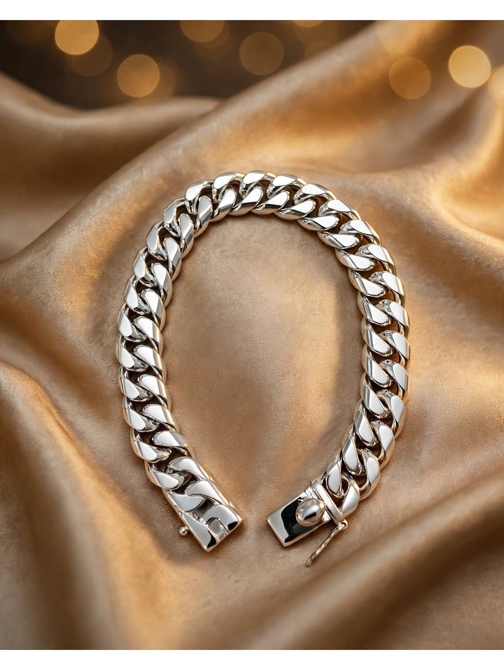 S925 Sterling Cuban Bracelet – 8.75", 1/2" Wide, Like New